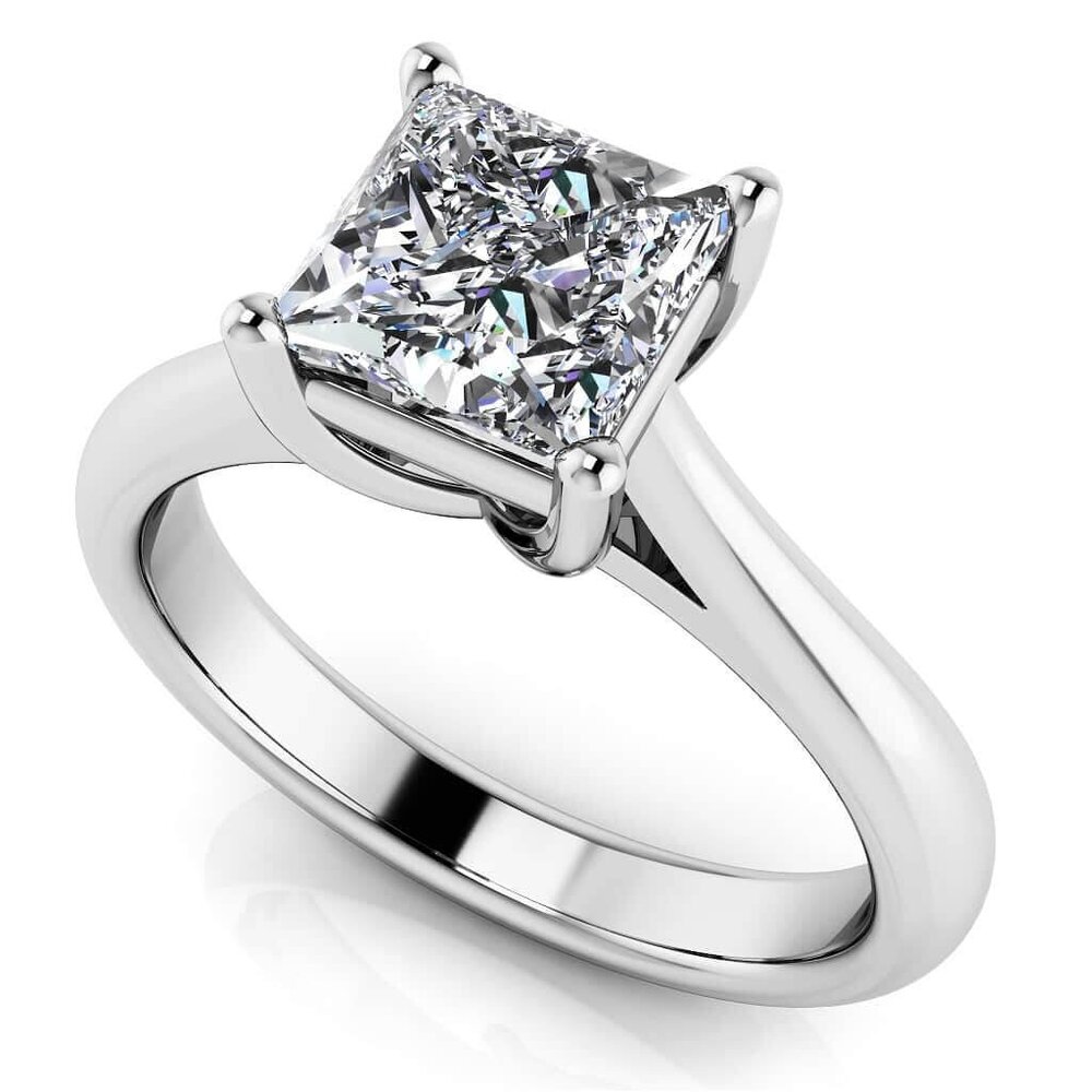 Princess Cut Solitaire Lab Diamond Engagement Ring14K